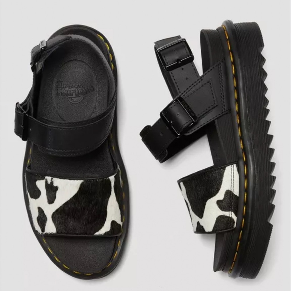 Dr. Martens VOSS ANIMAL PRINT LEATHER STRAP SANDALS